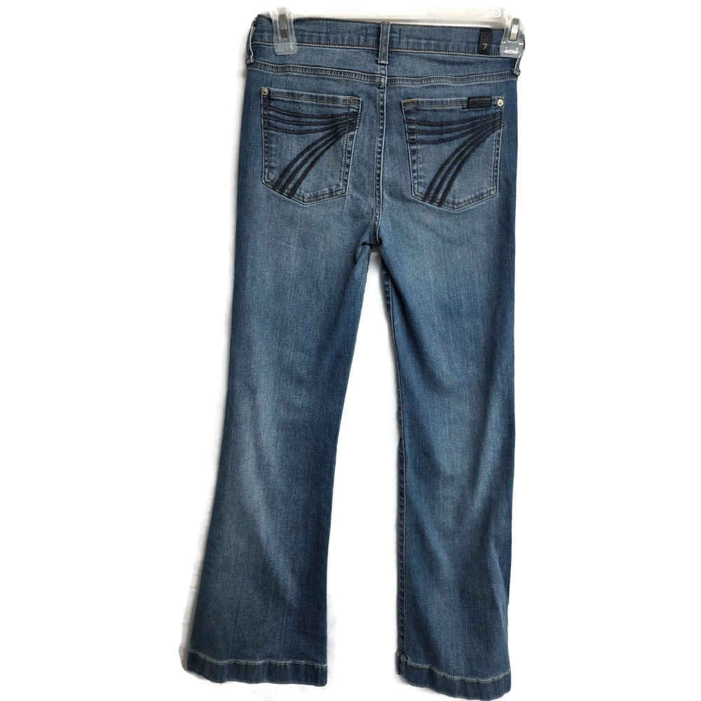 7 For All Mankind Dojo Flare Jeans Medium Wash Denim Blue Size 27